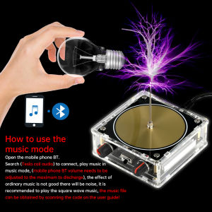 Bluetooth Dual Mode Music Tesla Coil Box - Artificial Touchable Lightning Scientific Experiment Kit with Audio Input
