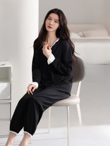 MiiOW | Pure Cotton Sleepwear Set Womens Long Sleeve Long Pants Autumn Outfit Comfortable Home Clothes Suitable For Outdoor Wear