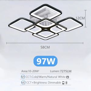 Simple Ceiling Lamp with Remote Control App Smart Home Bedroom Dining Room Chandeliers Square Acrylic Lighting Pending Light