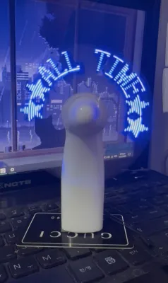 AHOF LED Light Mini Fan - White - Message Display - Desktop Use - Nighttime Scene