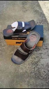 Sandal Kulit Pria Terbaru Sampai Alasnya Sol Karet Model Bandua 312 Coklat Tua