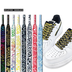 1Pair Gilding Flat Shoelaces Sneakers laces for shoes Hand-painted Sports Casual Basketball Tennis Shoelace length 120/140/160cm