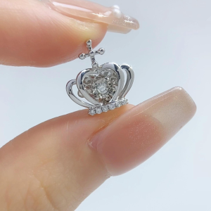 LAZO DIAMOND Crowning Glory Dancing Diamond Pendant in 9k White Gold