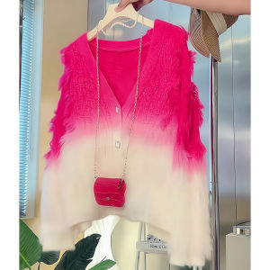 เก๋ หวาน เสื้อถักเปิด คาร์ดิเกน ผู้หญิง Loose Soft มีสไตล์ เสื้อสเวตเตอร์ เสื้อแจ๊กเก็ตไล่ระดับสี ฤดูใบไม้ร่วง ฤดูหนาว ทันสมัย คอวี แขนยาว