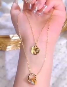 Kalung Titanium Anti Karat Wanita Terbaru / Kalung Titanium Wanita Liontin Lingkar Korea Style