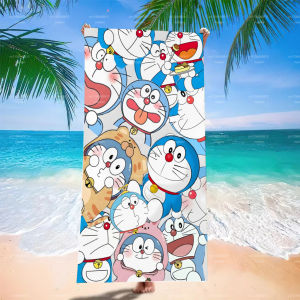 52TOYS | Doraemon Collage Beach Towel Cute Multi Expression Cartoon Quick Dry Microfiber Swim Towel for Kids Adults Travel
