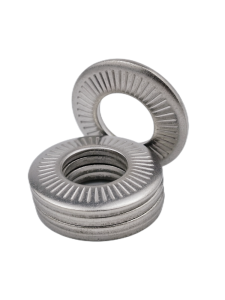 แผ่นรองลูกปัดโลหะผสมวัสดุ SS304 แผ่นรองลูกปัดแบบหมุนเวียน NFE25-511 สำหรับป้องกันการหลุดร่วง M3-M12 แผ่นรองลูกปัดแบบกลมแบน