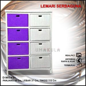 LEMARI RAK ROTAN SINTETIS RAK 8 KOTAK LACI DUA WARNA SUSUN ATAS Murah / Buffet Rattan 2 Susun Samping / Meja Tempat TV dan DVD Rottan Minimalis P88 X L37 X T115 / Lemari Antik Serbaguna Modern Klasik Tradisional Model Terbaru 2022