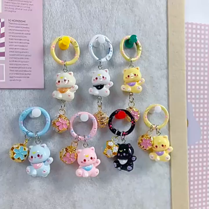 Gantungan Kunci Kucing 招手猫咪钥匙扣 Lucky Waving Cat Keychain 可爱卡通招财猫吊饰 Japanese Style Charm Pendant Gift