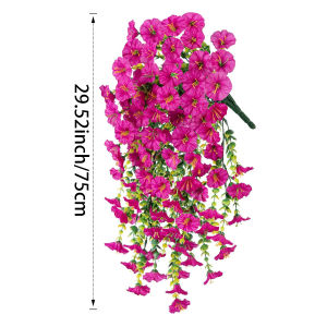 1PC Artificial Morning Glory Wall Hanging Faux Violet Plants Hanging Flowers Simulated Leaf Vines for Home Garden Wedding Decora
