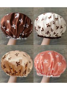 Double Layer Shower Cap Womens Style Bath Cap Waterproof Oil Smoke Proof Kitchen Ladies Head Cover for Washing Hair And Bathing