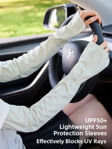 miiow | Cat Woman Ice Silk Sun Protection Sleeve Covers Women Summer Outdoor UV Protection Driving Cycling Arm Guard Sunscreen Black Long Ice Sleeve
