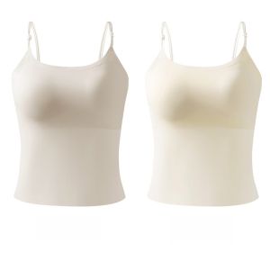 MiiOW | Ice Silk Strap Vest Womens Thin Style Summer Top Pearl Cat Person Double Shoulder Backless Design With Chest Pad Nylon Spandex