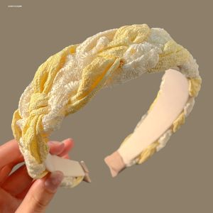 Peach to Dew Lace Headband with Wide Edge and Ribbon Pattern Freshly Baked Sweet Style Versatile Hair Accessory for Outdoors
