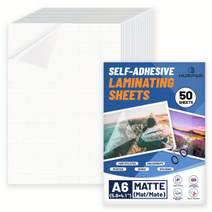 50 Sheets A6 Size Matte Finish Clear Cold Laminating Film Waterproof Self-Adhesive Document & Photo Protection Sheets