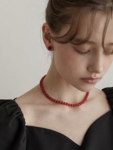 Romantic Atmosphere Natural Red Agate Necklace Fine Silver Clavicle Chain New Chinese Style  out Fashion Jewelry Accessories