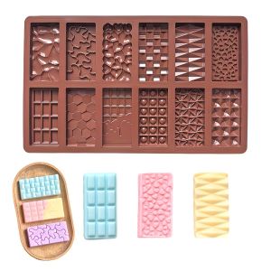12-in-One Dubai Chocolate Mold Bars - Almond Chocolate Bars Silicone Mold for Baking Detachable Candy Mold for Cake Decoration