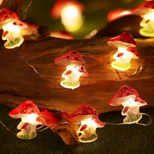 1pc Small Mushroom Shaped String Light Copper Wire Garland Fairy Lamp Battery Powered  For Home Garden Holiday Festival Decor