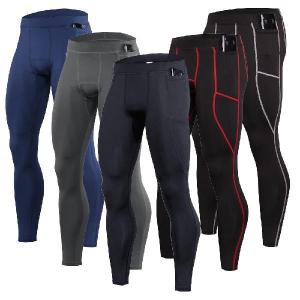 Mens Compression Gym Leggings Running Fitness Sports Pants Long Trousers Polyester Material mid Waist Fitness Equipment
