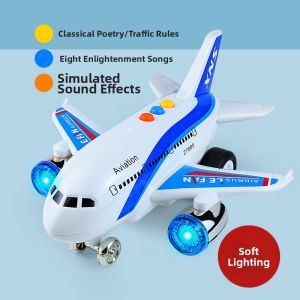 Music Story Inertial Light Durable Toy Airplane Large