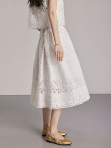Jia Qi Ruixi Customized Premium Linen Embroidery: High-End Feeling Hand-Crafted Vest with Lace Half-Skirt Set