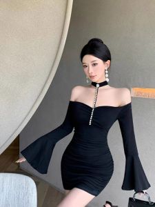 Váy Bó Sát Thời Trang Thu Đông Cho Nữ Váy Ngắn Cổ Chữ a Dài Tay Không Tay Váy Midi Cổ Chữ V Váy Midi Chữ a Váy Midi Chữ a