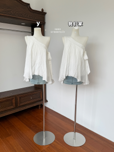 Sweet Butterfly Knot Slimming Top Summer Tencel Womens Fashion Shoulder Design Casual Sweet Style Commute Style Loose Fit