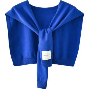 CAIENGE | Blue Light-weight Knitted Neck-protection Shawl/Cover-up