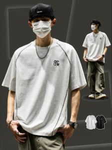 SZON | Summer Colorblock Cool Feeling Trendy Embroidery Couple T-Shirt