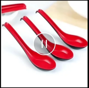 SENDOK MAKAN MIE RAMEN MELAMIN MERAH HITAM SENDOK MAKAN JAPAN