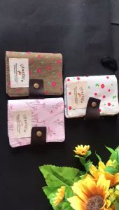 DR Dompet Kartu Kanvas Motif Floral Bunga US 20 Slot Kartu Canvas
