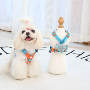 Pet Cat Dog Leash Outdoors Teddy Puppy Nylon Non-Extensible Harness Vest for Small Breeds like Bichon Yorkie Pomeranian