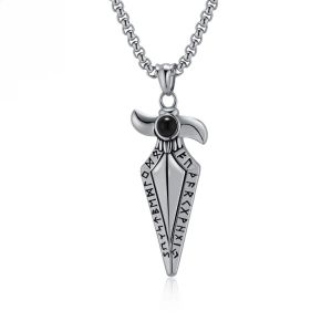 Kemstone Viking Rune Spear Pendant Titanium Steel Necklace for Men