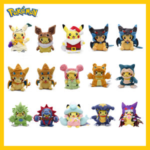 Bandai | Pikachu Cos Eevee Plush Doll Mimikyu Charizard Snorlax Tyranitar Dragonite Stuffed Toy Soft Lairon Peluche Gift Anime Collection