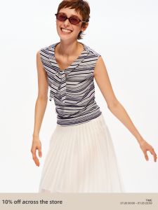 Linen Blend Bow Tie Loose Fitting Top