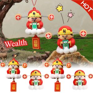 2pcs Chinese God Of Wealth Lucky Car Pendant Small Gift Creative Car Ornaments Car Interior Decoration Get Rich Fortune(in stock)