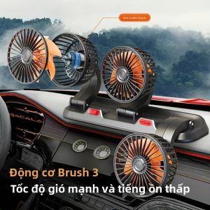 Quạt Ô Tô Ba Đầu 360 °   Quạt Lưu Thông Làm Mát Mạnh Mẽ 12V/24V Có Thể Điều Chỉnh Cho Sự Thoải Mái Khi Lái Xe Đường Dài