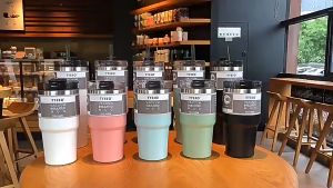 Bingba Cup Large Capacity Water Cup 304 Stainless Steel Car Insulated Cup with Straw Simple INS Coffee Milk Tea Cup