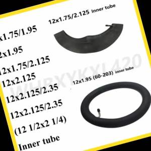 Butyl Rubber 12x1.95 12x1.75/2.125 12X2.125/2.35 12 1/2X2 1/4 Inner Tube Suitable for Childrens Stroller Bicycle Inner Tube