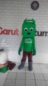 Kostum maskot badut karakter grab food perusahaan resmi setelan lucu