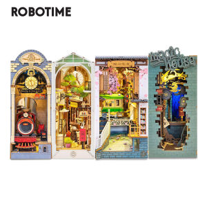 Robotime Rolife สมุดงาน DIY 4แบบบ้านไม้ขนาดเล็กพร้อมตุ๊กตาเฟอร์นิเจอร์ชุดของเล่น TGB