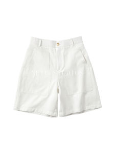 Geometric Patchwork Vintage Style Tencel Linen White Mens Loose Fit Shorts