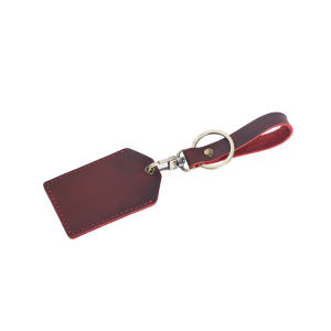 Genuine Leather Slim Credit Card Holder Handmade Leather Minimalist ID Card Case Mini Bus Card Holder with Keychain Key Ring