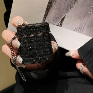 เคส AirPods pro 2 ลายลูกไม้สีดำขาว พร้อมสายโซ่ สำหรับ Apple Airpods 1/2/3 ช่องเก็บสายไร้สาย Bluetooth พรีเมี่ยม