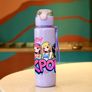 Hasbro | 3D Printed Girl Cartoon Water Bottle Stylish and Durable Portable with Lanyard Large Capacity LeakproofGym and Gifts