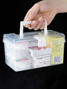 กล่องยากล่องยาสำรองฉุกเฉินกล่องเก็บของกล่องยาแบบพกพาโปร่งใสกล่องเก็บของบนโต๊ะกล่องเก็บของของจิปาถะ