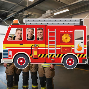 Fire truck hollowed out photography props use Fireman Theme Fire Truck Birthday Party Decor Firefighter fun props party supplie