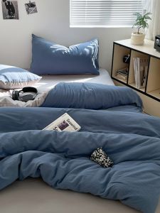 Pure Cotton Bedding Set Dormitory Bed Sheet Cover Three-Piece Set Luxury Style Warmth Functionality Solid Color Design