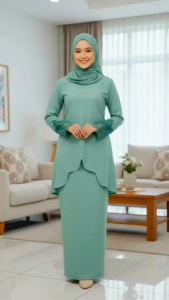Kurung Moden Tulip Lace Mewah Bergaya Klasik Kain Kipas Belakang Size S hingga 3XL untuk Pelbagai Acara