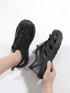 HUMTTO Sports Mens Sandals Breathable Water Shoes Soft Bottom Beach Wading Fishing Black Beach Shoes Summer Outdoor Casual